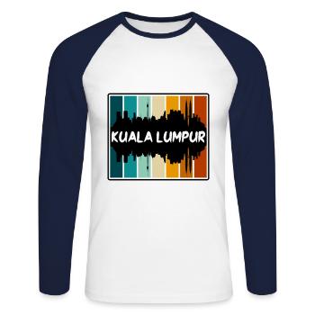 Kuala Lumpur Malaysia Skyline Silhouette Reisen So - Unisex Baseballshirt langarm - Weiß/Navy - Vorne - Nik (191cm)