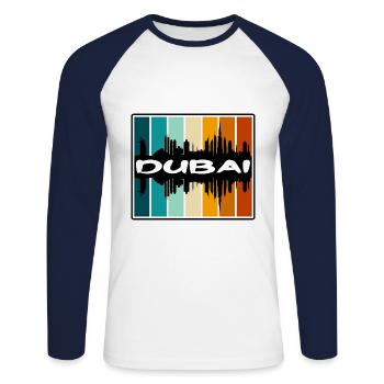 Dubai Uae Skyline Silhouette Travel Souvenir - Unisex Long Sleeve Baseball T-Shirt - white/navy - Front - Nik (191cm)