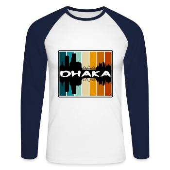 Dhaka Bangladesh Skyline Silhouette Travel Souveni - Unisex Long Sleeve Baseball T-Shirt - white/navy - Front - Nik (191cm)