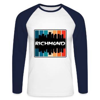 Richmond Virginia USA Skyline Silhouette Reisen So - Unisex Baseballshirt langarm - Weiß/Navy - Vorne - Nik (191cm)