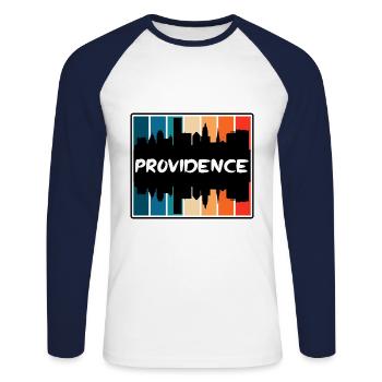 Providence Rhode Island États-Unis Skyline Silhouette Tra - T-shirt baseball manches longues Homme - blanc/marine - Devant - Nik (191cm)
