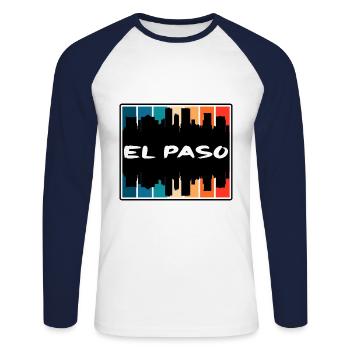 El Paso Texas Usa Skyline Silhouette Travel Souven - Unisex Long Sleeve Baseball T-Shirt - white/navy - Front - Nik (191cm)