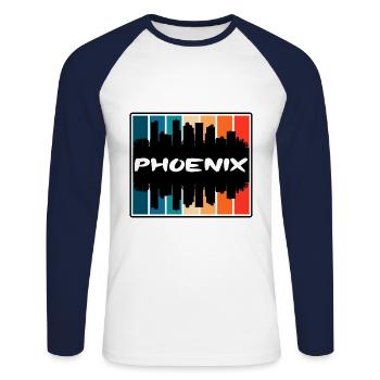 Phoenix Arizona États-Unis Skyline Silhouette Souv de voyage - T-shirt baseball manches longues Homme - blanc/marine - Devant - Nik (191cm)