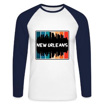 New Orleans Louisiana Usa Skyline Silhouette Trave - Unisex Long Sleeve Baseball T-Shirt - white/navy - Front - Nik (191cm)