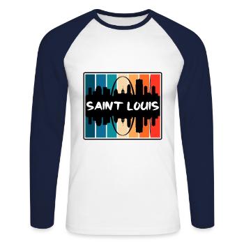 Saint Louis Missouri États-Unis Skyline Silhouette Voyage - T-shirt baseball manches longues Homme - blanc/marine - Devant - Nik (191cm)