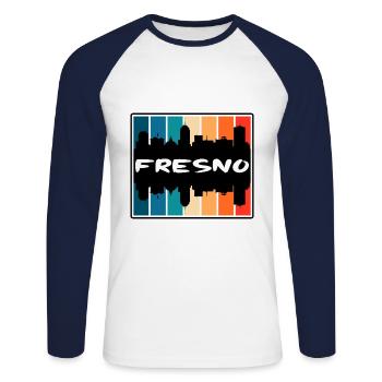 Fresno California Usa Skyline Silhouette Travel So - Unisex Long Sleeve Baseball T-Shirt - white/navy - Front - Nik (191cm)