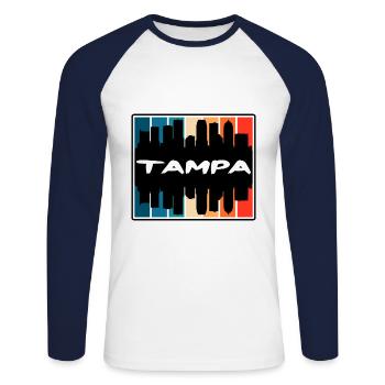 Tampa Florida Usa Skyline Silhouette Travel Souven - Unisex Long Sleeve Baseball T-Shirt - white/navy - Front - Nik (191cm)