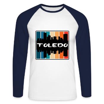 Toledo Ohio USA Skyline Silhouette Reise Souvenir - Unisex Baseballshirt langarm - Weiß/Navy - Vorne - Nik (191cm)