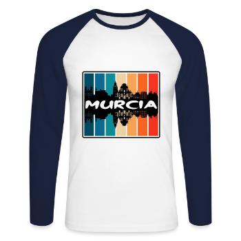 Murcia Spanien Skyline Silhouette Reise Souvenir - Unisex Baseballshirt langarm - Weiß/Navy - Vorne - Nik (191cm)