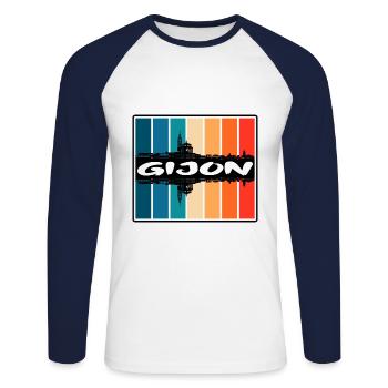 Gijon Spanien Skyline Silhouette Reise Souvenir - Unisex Baseballshirt langarm - Weiß/Navy - Vorne - Nik (191cm)