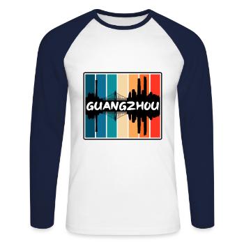 Guangzhou China Skyline Silhouette Reise Souvenir - Unisex Baseballshirt langarm - Weiß/Navy - Vorne - Nik (191cm)