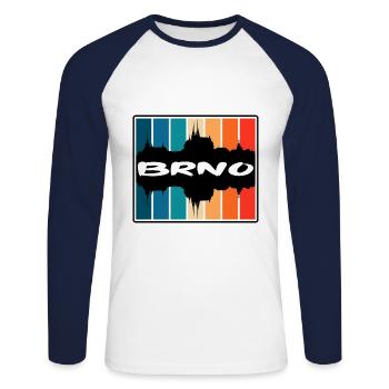 Brünn Tschechien Skyline Silhouette Reise Souvenir - Unisex Baseballshirt langarm - Weiß/Navy - Vorne - Nik (191cm)