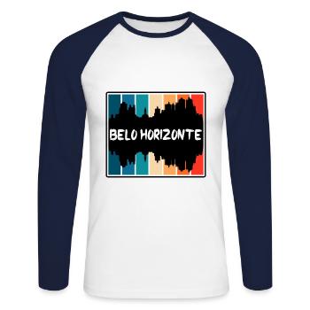 Belo Horizonte Brésil Skyline Silhouette Voyage So - T-shirt baseball manches longues Homme - blanc/marine - Devant - Nik (191cm)