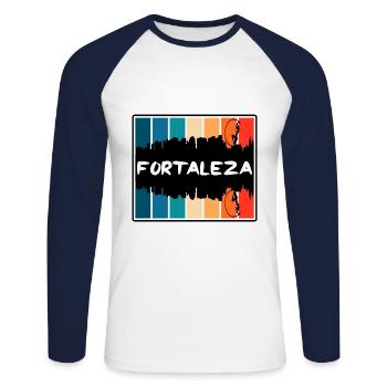Fortaleza Brazil Skyline Silhouette Travel Souveni - Unisex Long Sleeve Baseball T-Shirt - white/navy - Front - Nik (191cm)