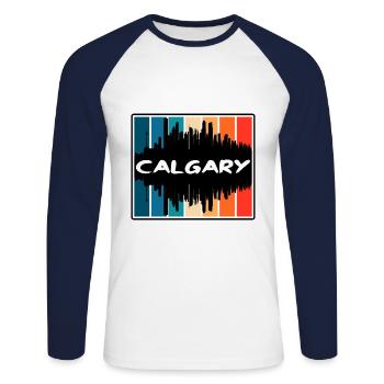 Calgary Kanada Skyline Silhouette Reise Souvenir - Unisex Baseballshirt langarm - Weiß/Navy - Vorne - Nik (191cm)