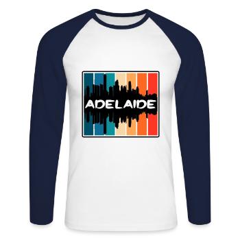Adelaide Australien Skyline Silhouette Travel Souve - Unisex Baseballshirt langarm - Weiß/Navy - Vorne - Nik (191cm)