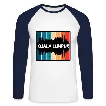 Kuala Lumpur Malaysia Skyline Silhouette Reisen So - Unisex Baseballshirt langarm - Weiß/Navy - Vorne - Nik (191cm)