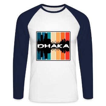 Dhaka Bangladesch Skyline Silhouette Reise Souveni - Unisex Baseballshirt langarm - Weiß/Navy - Vorne - Nik (191cm)