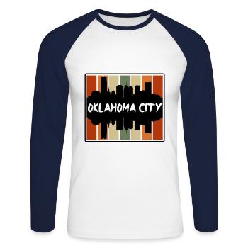 Oklahoma City Oklahoma Usa Skyline Silhouette Trav - Unisex Long Sleeve Baseball T-Shirt - white/navy - Front - Nik (191cm)