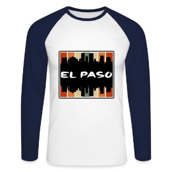 El Paso Texas Usa Skyline Silhouette Travel Souven - Unisex Long Sleeve Baseball T-Shirt - white/navy - Front - Nik (191cm)