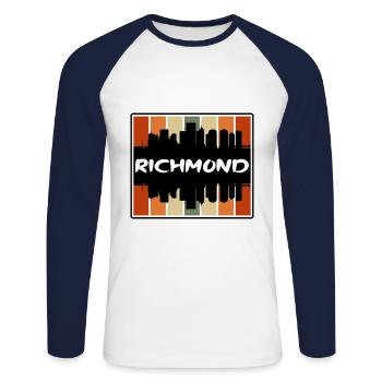 Richmond Virginia USA Skyline Silhouette Reisen So - Unisex Baseballshirt langarm - Weiß/Navy - Vorne - Nik (191cm)