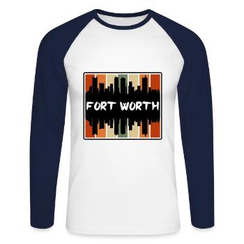 Fort Worth Texas Usa Skyline Silhouette Travel Sou - Unisex Long Sleeve Baseball T-Shirt - white/navy - Front - Nik (191cm)