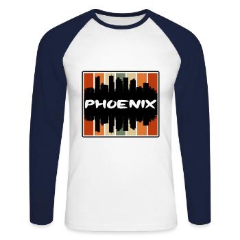 Phoenix Arizona États-Unis Skyline Silhouette Souv de voyage - T-shirt baseball manches longues Homme - blanc/marine - Devant - Nik (191cm)
