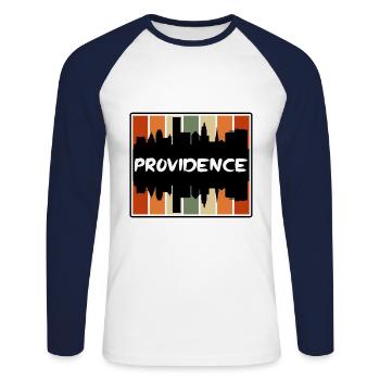 Providence Rhode Island États-Unis Skyline Silhouette Tra - T-shirt baseball manches longues Homme - blanc/marine - Devant - Nik (191cm)