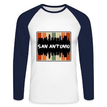 San Antonio Texas Usa Skyline Silhouette Travel So - Unisex Long Sleeve Baseball T-Shirt - white/navy - Front - Nik (191cm)