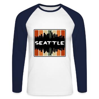 Seattle Washington Usa Skyline Silhouette Travel S - Unisex Baseballshirt langarm - Weiß/Navy - Vorne - Nik (191cm)