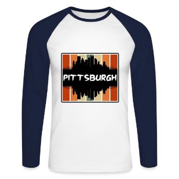 Pittsburgh Pennsylvania Usa Skyline Silhouette Tra - Unisex Baseballshirt langarm - Weiß/Navy - Vorne - Nik (191cm)