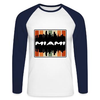 Miami Florida Usa Skyline Silhouette Travel Souven - Unisex Baseballshirt langarm - Weiß/Navy - Vorne - Nik (191cm)