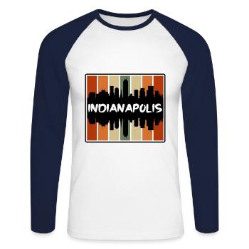 Indianapolis Indiana USA Skyline Silhouette Reisen - Unisex Baseballshirt langarm - Weiß/Navy - Vorne - Nik (191cm)