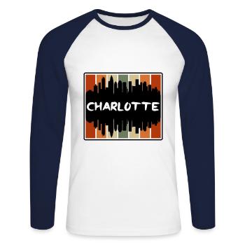 Charlotte North Carolina Usa Skyline Silhouette Tr - Unisex Long Sleeve Baseball T-Shirt - white/navy - Front - Nik (191cm)