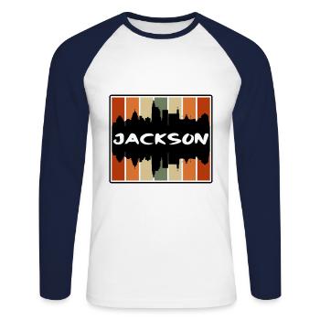 Jackson Mississippi Usa Skyline Silhouette Travel - Unisex Long Sleeve Baseball T-Shirt - white/navy - Front - Nik (191cm)