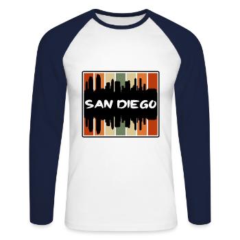 San Diego California Usa Skyline Silhouette Travel - Unisex Long Sleeve Baseball T-Shirt - white/navy - Front - Nik (191cm)