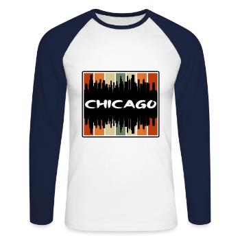 Chicago Illinois Usa Skyline Silhouette Travel Sou - Unisex Baseballshirt langarm - Weiß/Navy - Vorne - Nik (191cm)