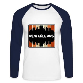 New Orleans Louisiana Usa Skyline Silhouette Trave - Unisex Long Sleeve Baseball T-Shirt - white/navy - Front - Nik (191cm)