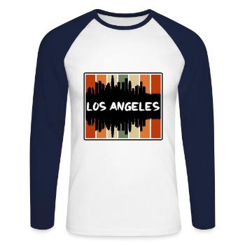 Los Angeles California Usa Skyline Silhouette Trav - Unisex Long Sleeve Baseball T-Shirt - white/navy - Front - Nik (191cm)