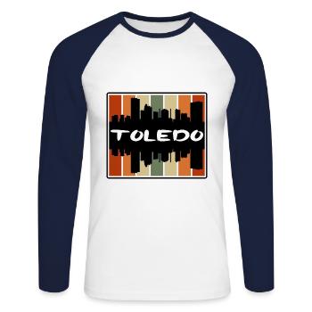 Toledo Ohio USA Skyline Silhouette Reise Souvenir - Unisex Baseballshirt langarm - Weiß/Navy - Vorne - Nik (191cm)
