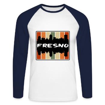 Fresno California Usa Skyline Silhouette Travel So - Unisex Long Sleeve Baseball T-Shirt - white/navy - Front - Nik (191cm)