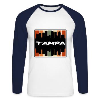 Tampa Florida Usa Skyline Silhouette Travel Souven - Unisex Long Sleeve Baseball T-Shirt - white/navy - Front - Nik (191cm)