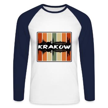 Krakau Polen Skyline Silhouette Reise Souvenir - Unisex Baseballshirt langarm - Weiß/Navy - Vorne - Nik (191cm)