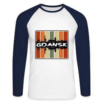 Danzig Polen Skyline Silhouette Reise Souvenir - Unisex Baseballshirt langarm - Weiß/Navy - Vorne - Nik (191cm)
