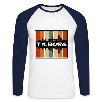 Tilburg Niederlande Skyline Silhouette Travel Souv - Unisex Baseballshirt langarm - Weiß/Navy - Vorne - Nik (191cm)