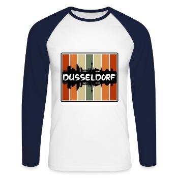 Dusseldorf Germany Skyline Silhouette Travel Souve - Unisex Long Sleeve Baseball T-Shirt - white/navy - Front - Nik (191cm)