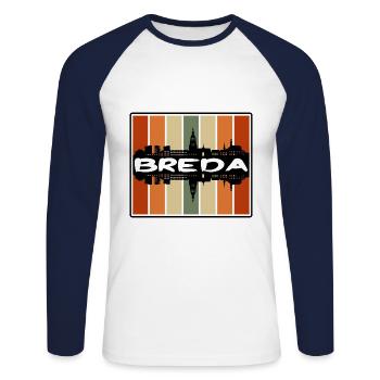 Breda Niederlande Skyline Silhouette Travel Souven - Unisex Baseballshirt langarm - Weiß/Navy - Vorne - Nik (191cm)