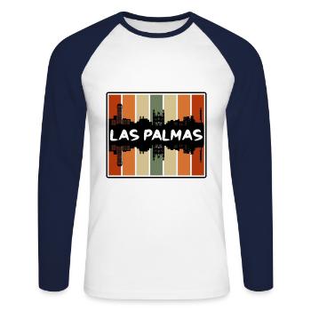 Las Palmas Espagne Skyline Silhouette Voyage Souveni - T-shirt baseball manches longues Homme - blanc/marine - Devant - Nik (191cm)