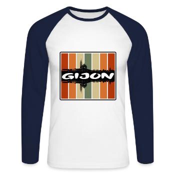 Gijon Spanien Skyline Silhouette Reise Souvenir - Unisex Baseballshirt langarm - Weiß/Navy - Vorne - Nik (191cm)