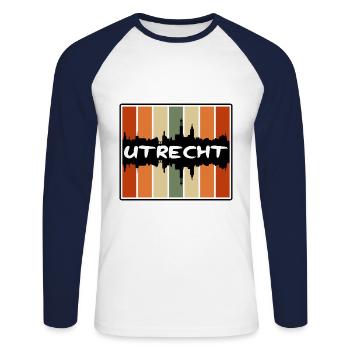 Utrecht Netherlands Skyline Silhouette Travel Souv - Unisex Long Sleeve Baseball T-Shirt - white/navy - Front - Nik (191cm)
